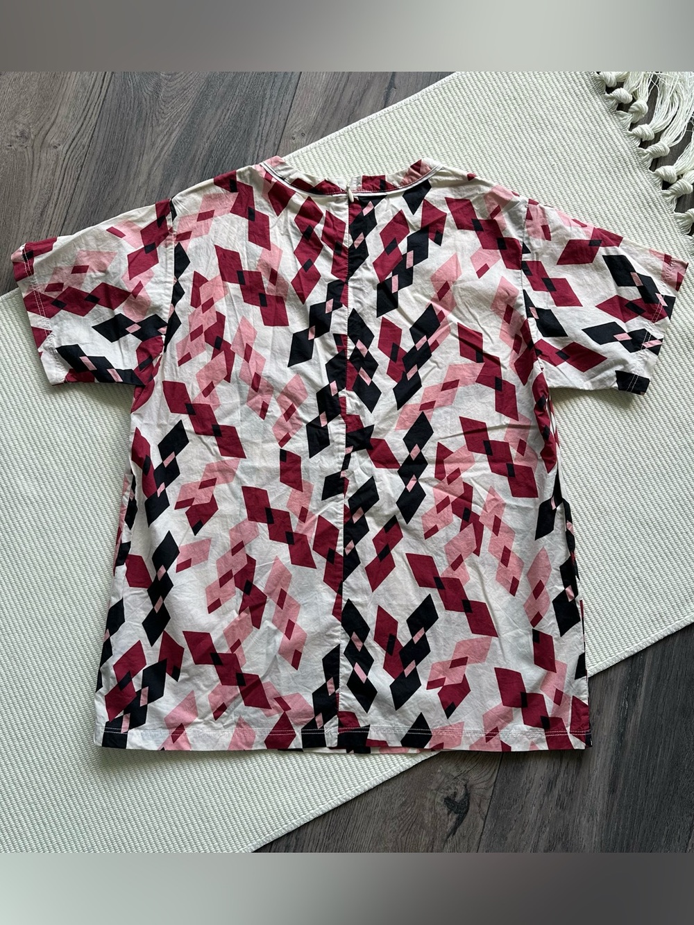 Marni Pink and Burgundy Geometric Diamond Zip-Back Blouse - Picture 4 of 8